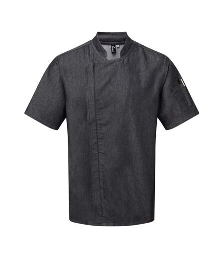 Unisex Adult Zipped Short-sleeved Chef Jacket Black Denim Premier