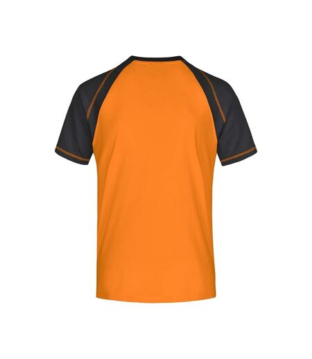 T-shirt Manches Raglan Motif/style Contrasté Homme Orange Noir James And Nicholson