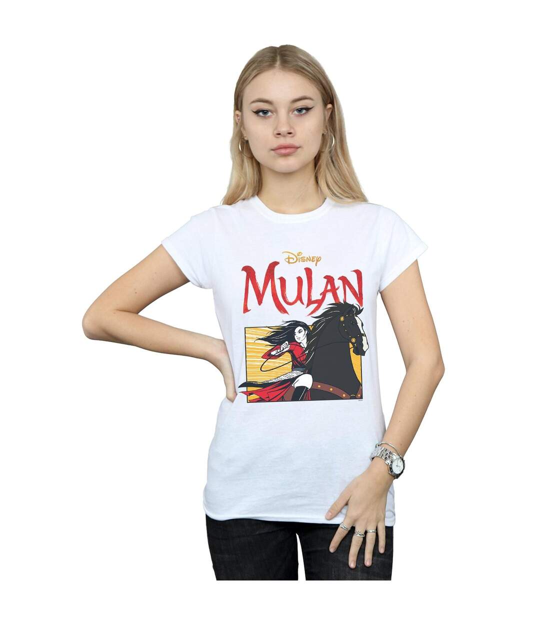 Disney Femme/Les femmes Mulan Movie Horse Frame Cotton T-Shirt (Blanc) - UTBI30763-2