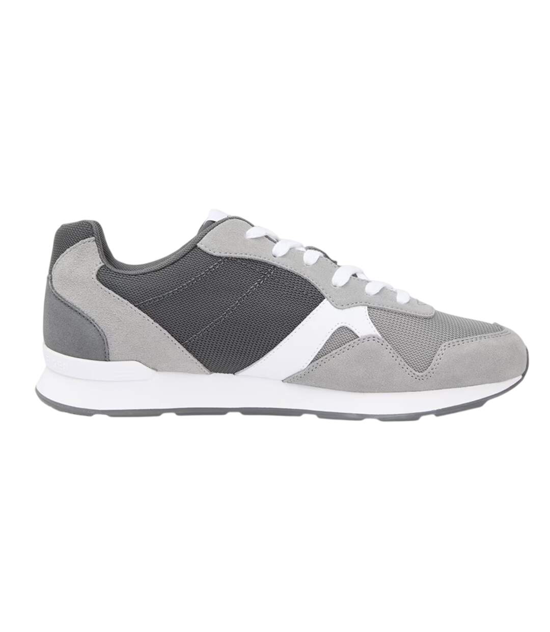 Mens Leather Low Running Flat Trainers Grey Tommy Hilfiger-1