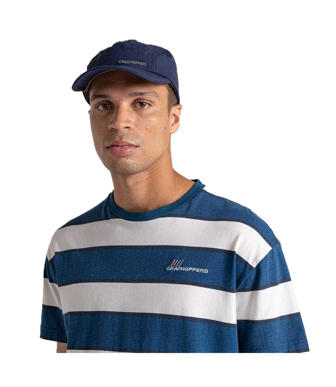T-shirt Manches Courtes Motif/style À Rayures Denali Homme Bleu Mer Foncé À Rayures Craghoppers-3
