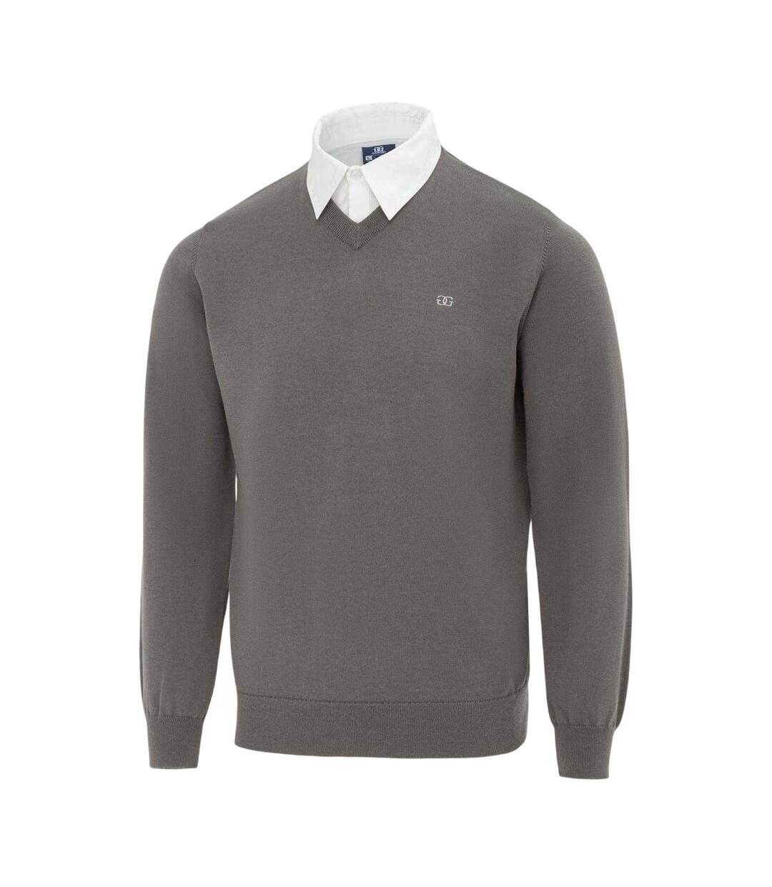 Mens Knitted V Neck Jumper Slate Giorgio-3
