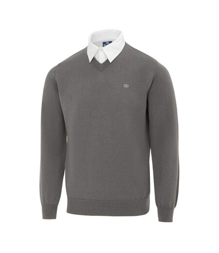 Mens Knitted V Neck Jumper Slate Giorgio