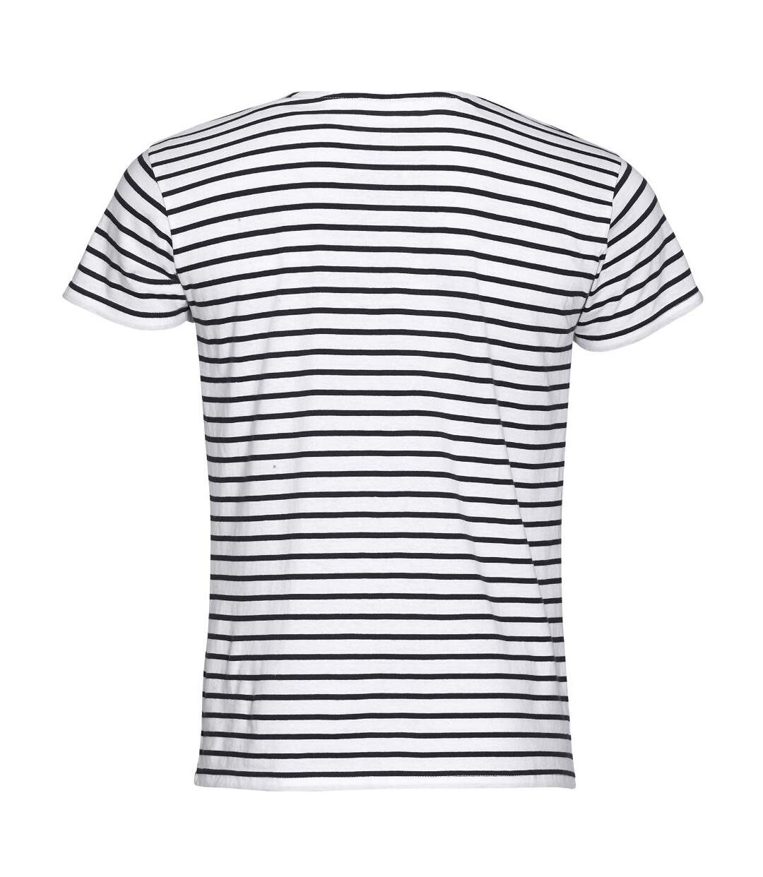 Miles t-shirt rayé à manches courtes homme blanc / bleu marine SOLS-2