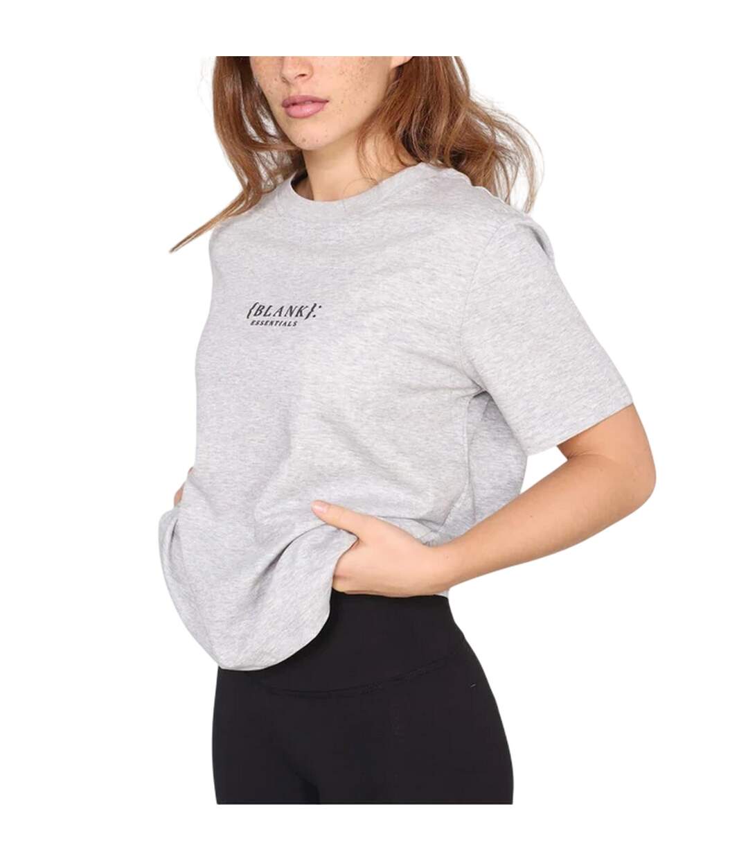 Womens/ladies Essentials Logo Boyfriend T-shirt Grey Marl Blank Essentials-1