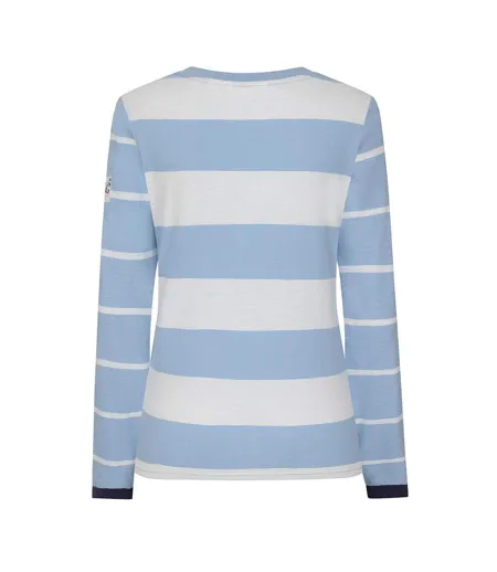 Womens/ladies Striped T-shirt Sky Lazy Jacks