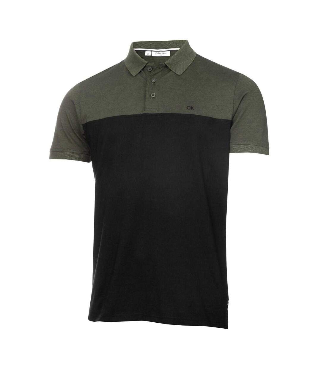 Mens Colour Block Golf Polo Shirt Olive Grey Black Calvin Klein-2