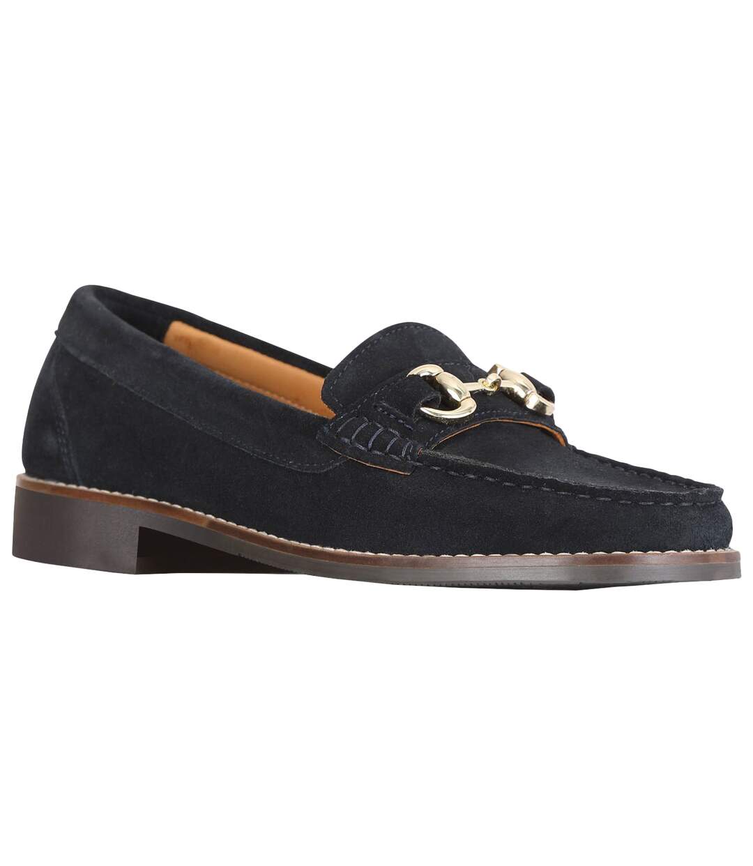 Womens/ladies rosa suede loafers navy Moretta-1