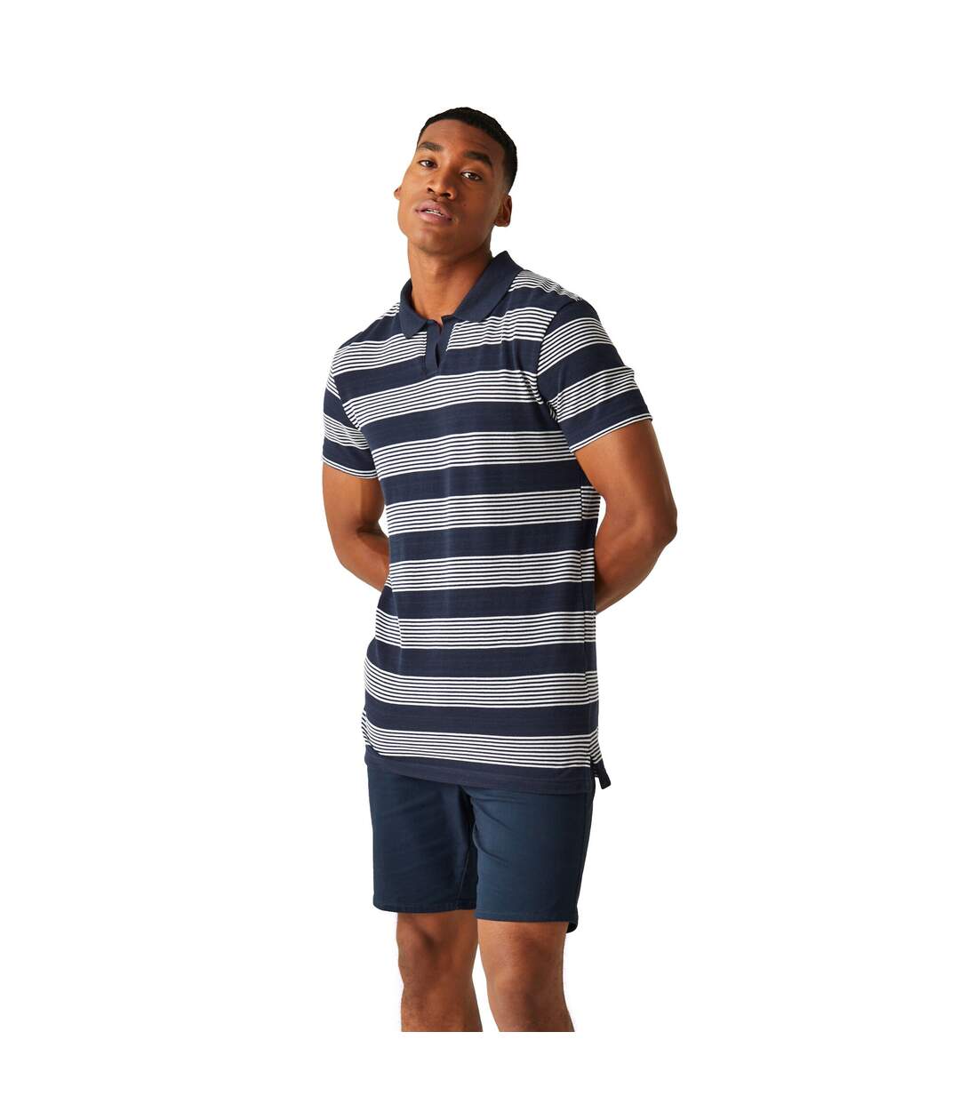 Polo tempete homme bleu marine / blanc Regatta-4