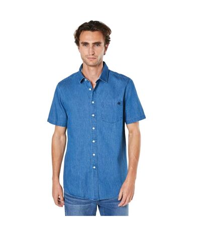 Mens denim short-sleeved shirt mid blue Maine