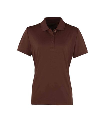 Womens/ladies coolchecker pique polo shirt brown Premier