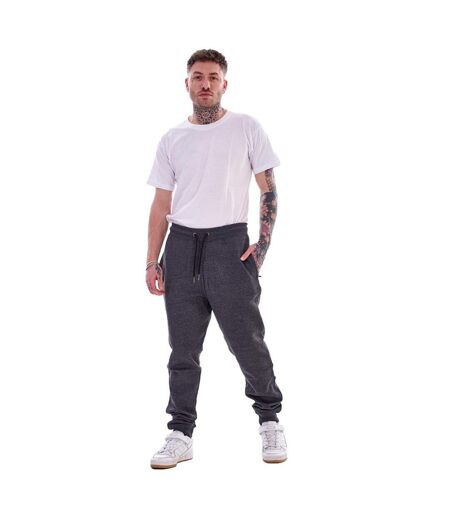 Pack Of 2  Mens Cotton Blend Slim Jogging Bottoms  Charcoal Grey Marl Keanu