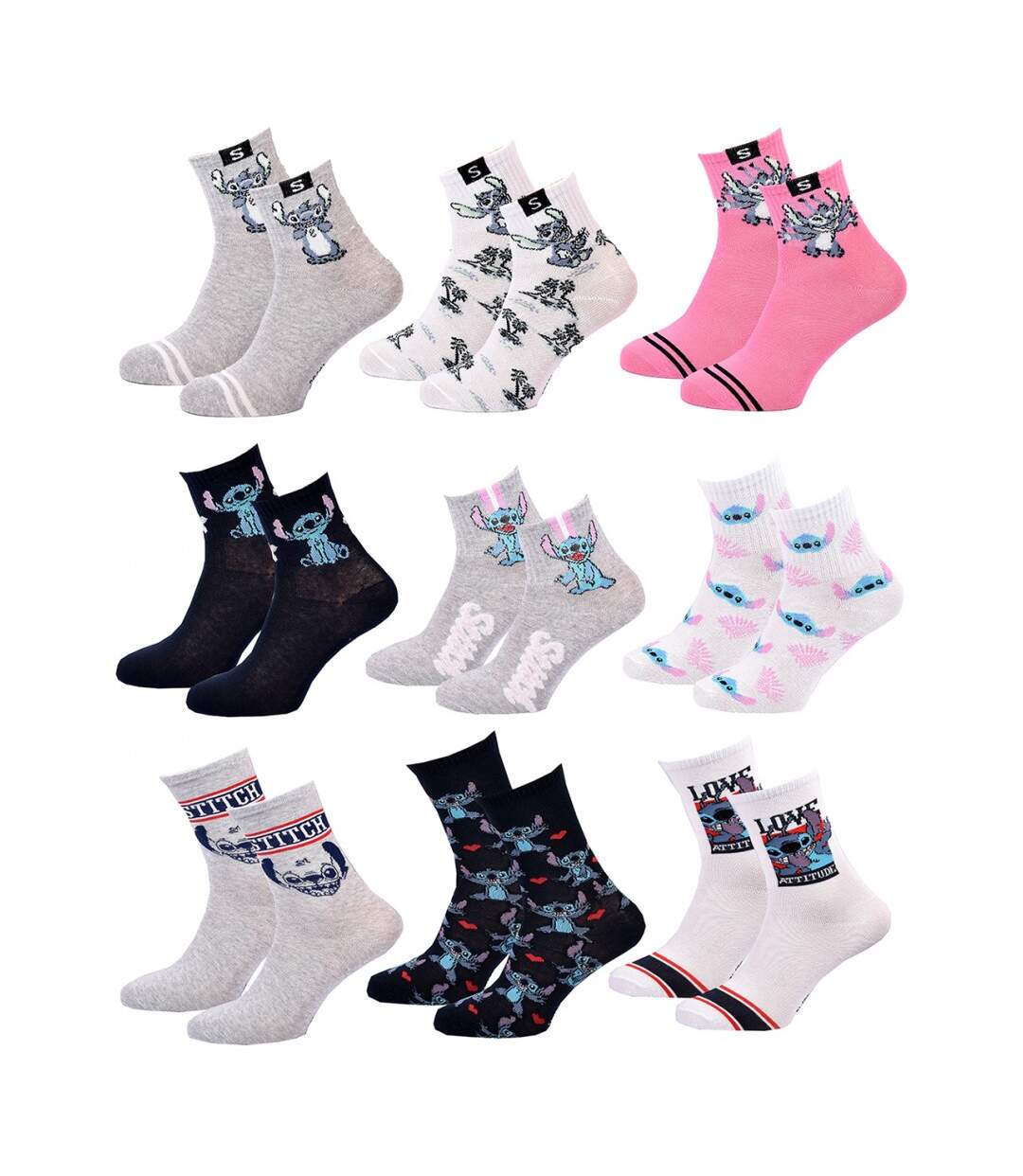 Chaussettes femme LICENCE Fantaisie-Assortiment modèles photos selon arrivages- - Pack de 9-1
