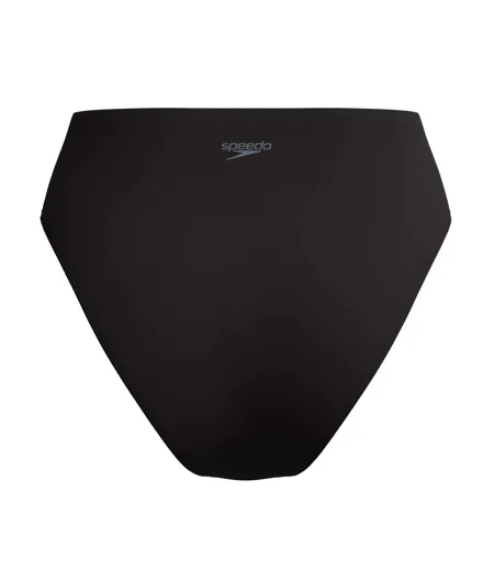 Womens/ladies Cheeky Solid High Waist Bikini Bottoms Black Speedo
