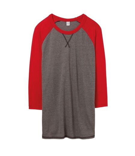 Alternative Apparel - T-shirt DUGOUT 50/50 - Homme (Gris foncé / Rouge) - UTRW6010