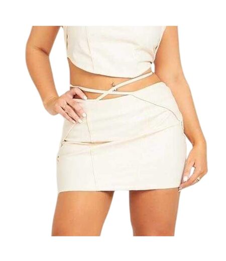 Womens/ladies Strappy Mini Skirt Cream Missy Empire
