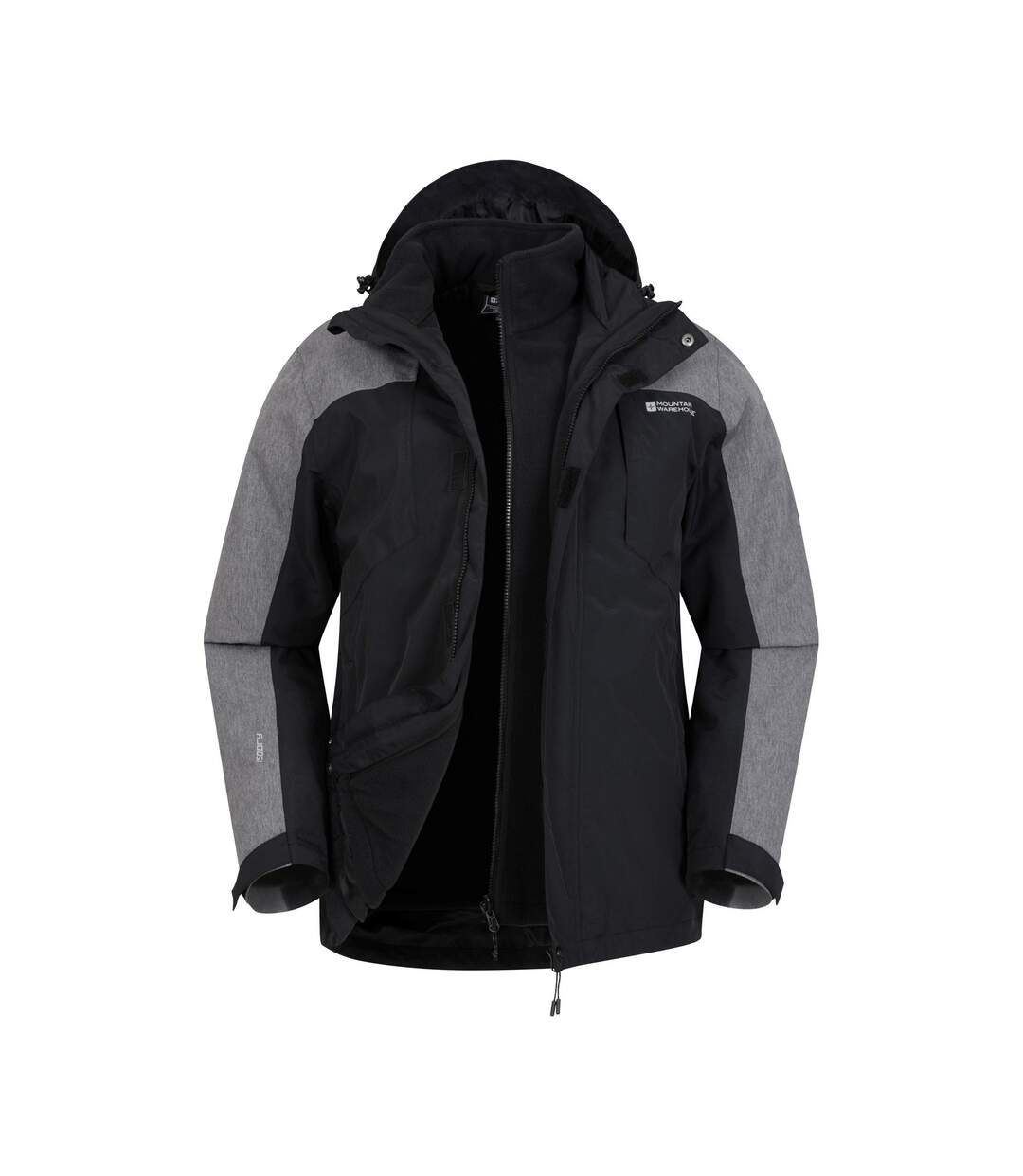 Mens District Extreme 3 In 1 Waterproof Jacket Black Mountain Warehouse-1
