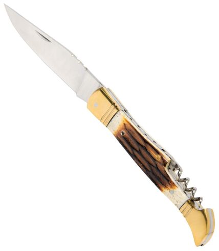 Bone-Effect Pocket Knife with Corkscrew