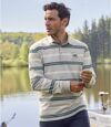 Men's Gray Striped Polo Shirt  Atlas For Men