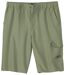 Men's Green Microfiber Cargo Shorts - Elasticated Waist 