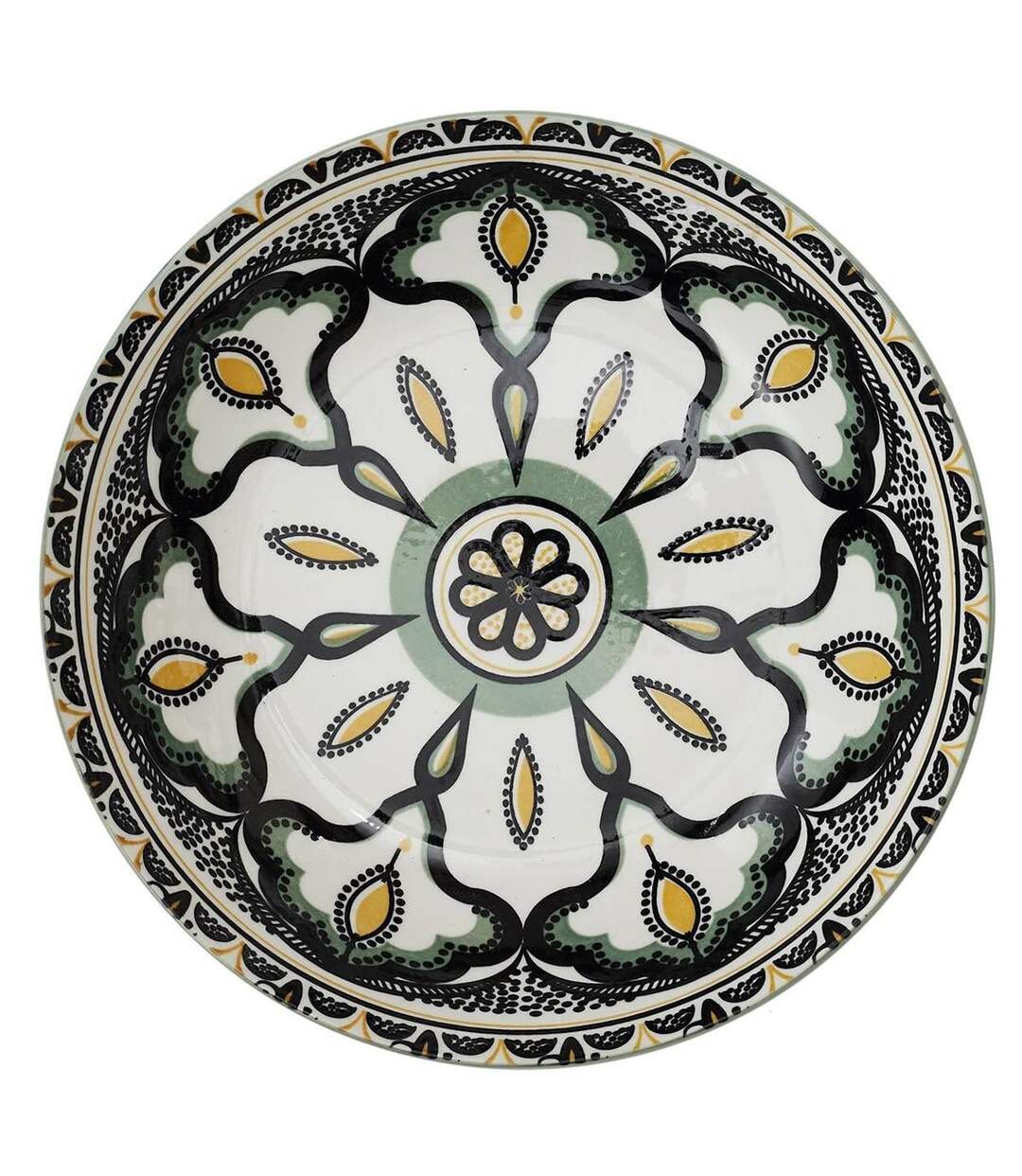 Lot de 6 Assiettes Creuses Mandala 20cm Vert-1