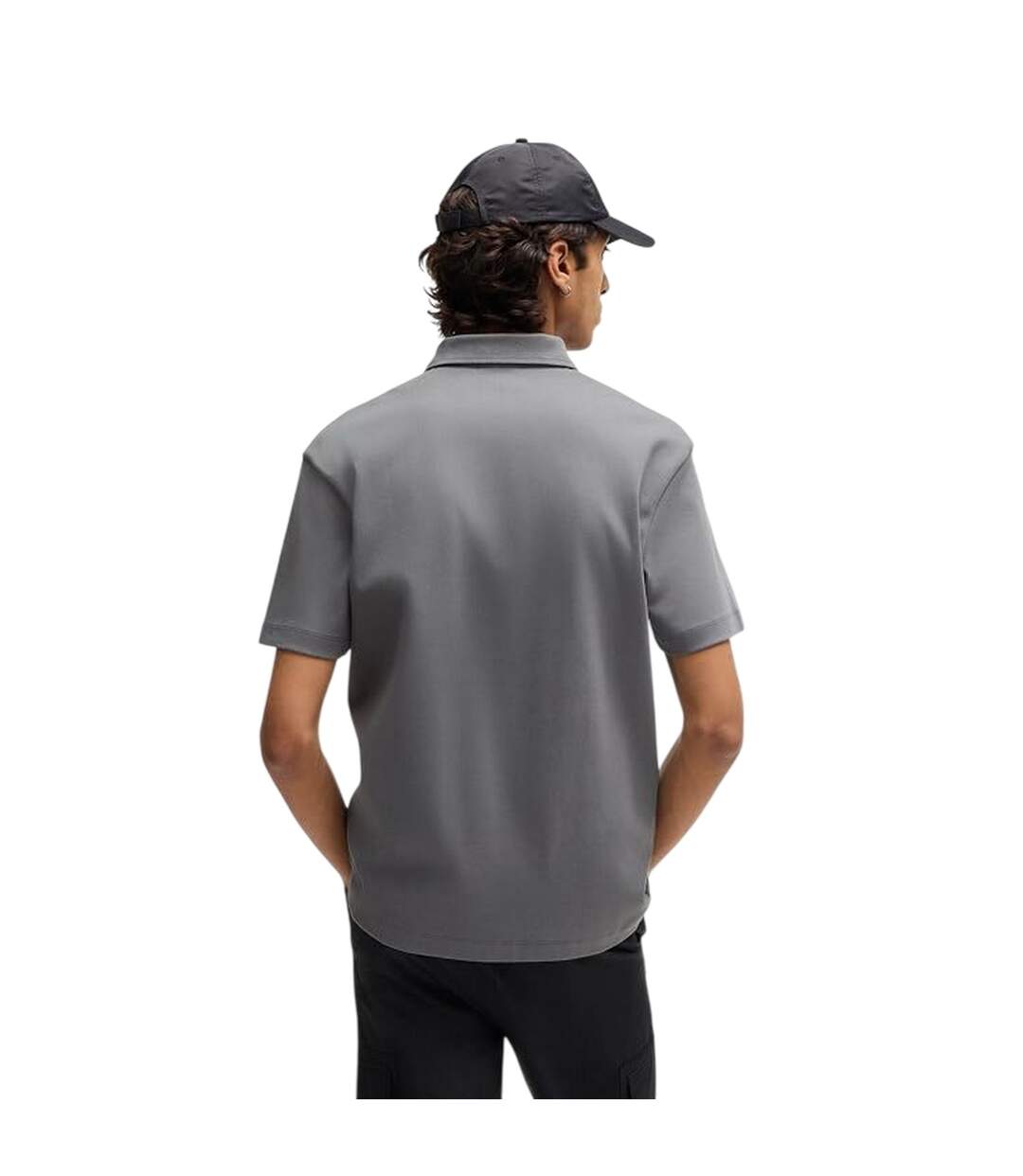 Mens Deabono Logo Polo Shirt Grey Hugo-3
