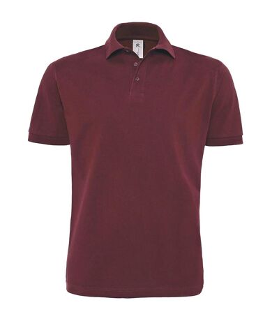 B&C Mens Heavymill Short Sleeve Cotton Polo Shirt (Burgundy)
