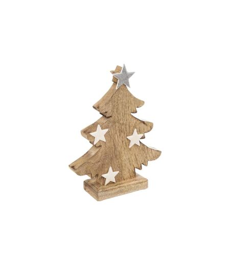 Sapin de Noël à Poser Étoiles 27cm Naturel