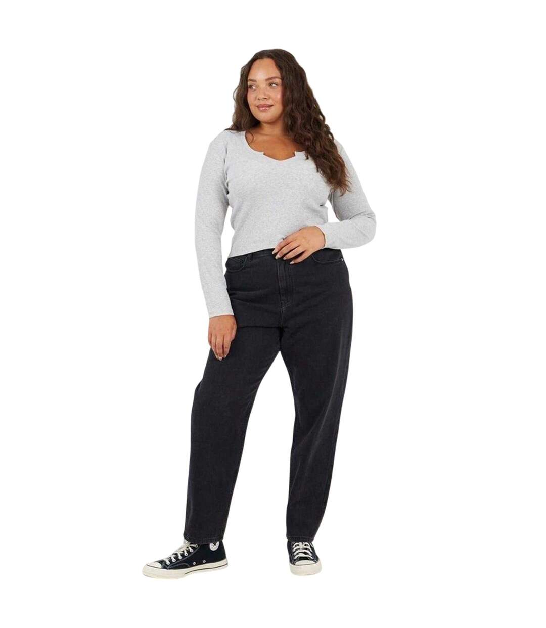 T-shirt Manches Longues Femme Gris Chiné Chiné Brave Soul-1
