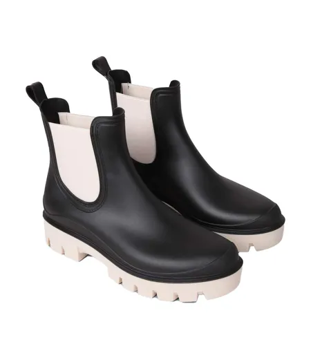 Womens/ladies Leah Ankle Length Wellington Boots Black Animal