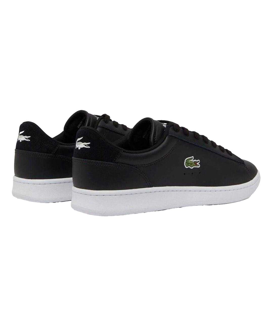 Mens Carnaby Leather Flat Trainers Black White Lacoste-2