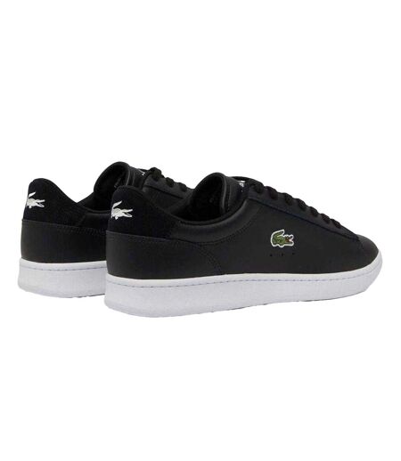 Mens Carnaby Leather Flat Trainers Black White Lacoste