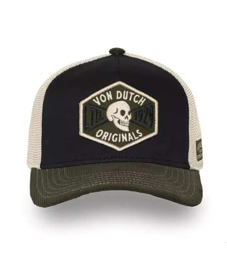 Casquette trucker semi curve visiere en velours avec badge Vondutch