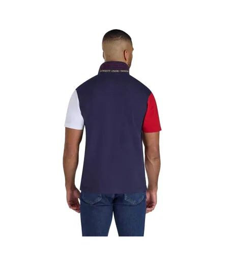 Polo Rugby Motif/style Rayure Diagonale Homme Bleu Marine Blanc Rouge Raging Bull