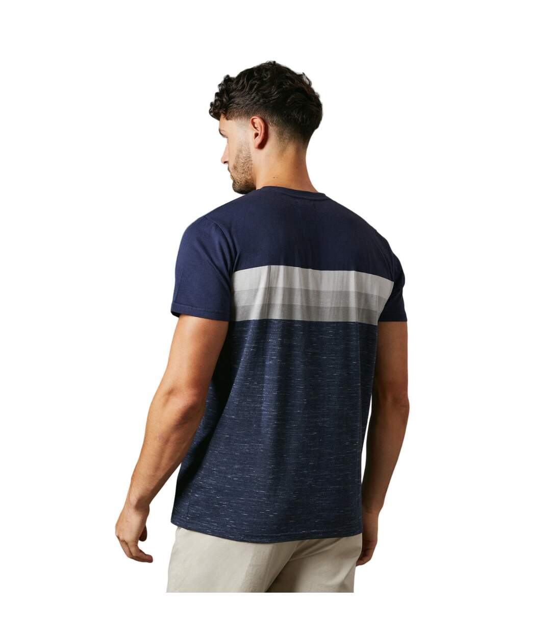 Mens detroit stripe t-shirt navy Maine-2