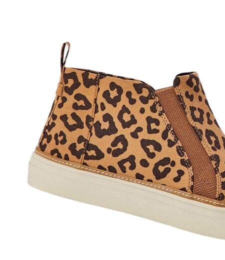 Womens/ladies Leopard Print Canvas Chukka Boots Leopard Toms