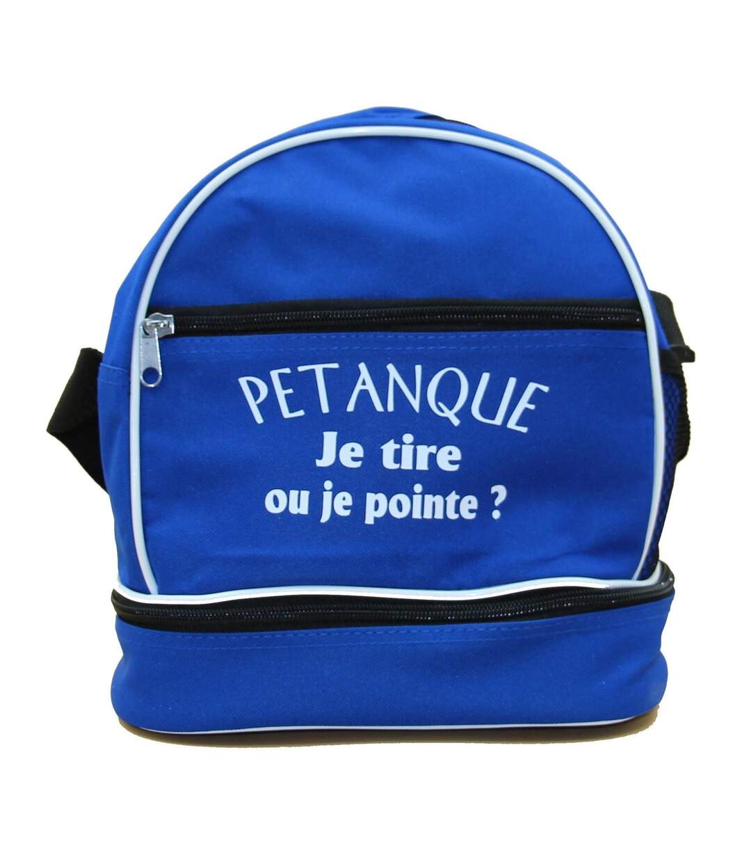 Sac bandoulière pour 3 boules de pétanque - Je tire ou je pointe - bleu-2