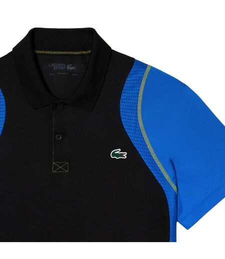 Mens Recycled Polyester Tennis Polo Shirt Black Blue Lacoste