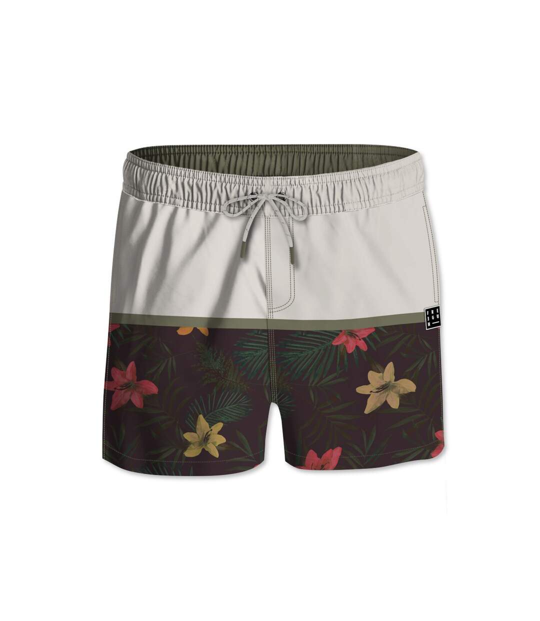 Short de bain court homme avec filet intérieur Palmiers Freegun-1