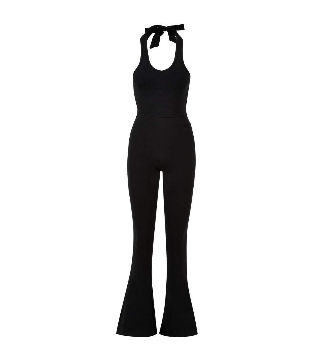 Womens/ladies Interlock Stretch Halter Neck Jumpsuit Black Urban Classics-1