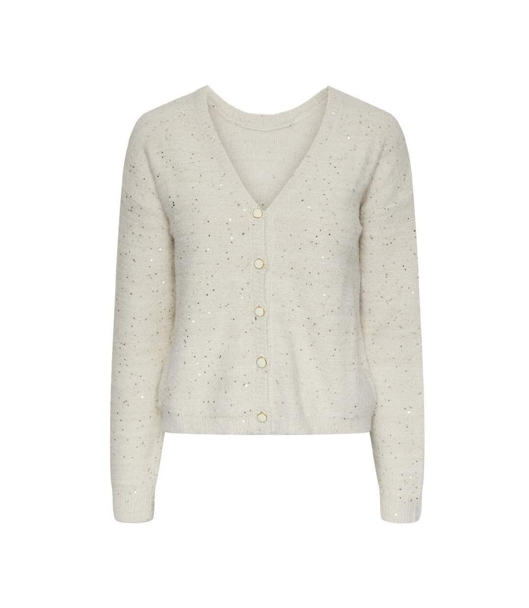 Gilet ecru femme pieces nilja-1