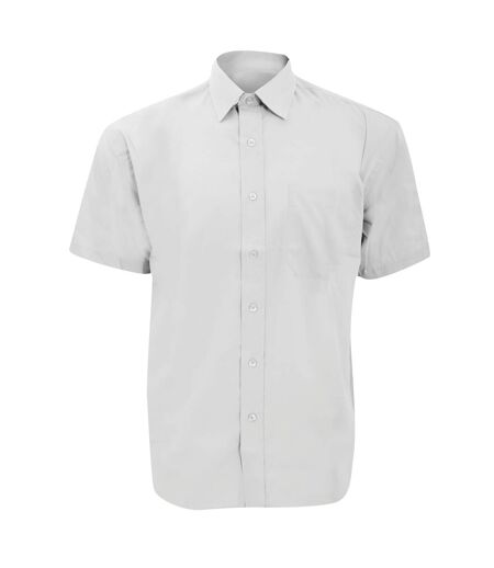 Russell Collection Mens Short Sleeve Poly-Cotton Easy Care Poplin Shirt (White) - UTBC1029