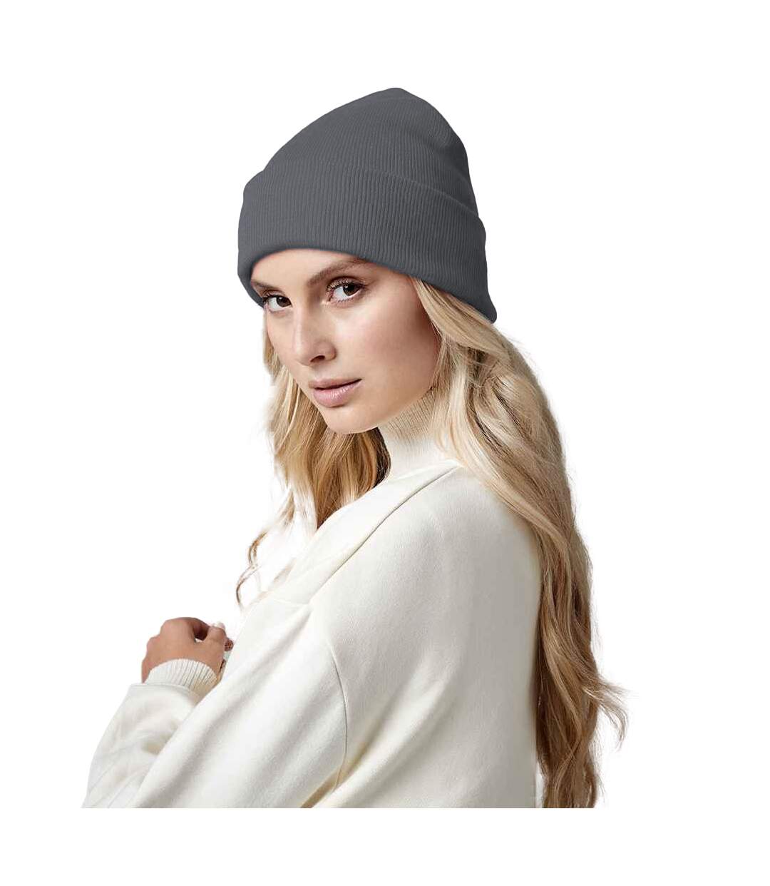 Original cuffed organic cotton beanie graphite grey Beechfield-2