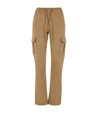 Womens/ladies Twill High Waist Cargo Trousers Union Beige Urban Classics