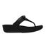 Womens/ladies Lulu Glitter Bow Leather Toe Post Wedge Sandals Black FitFlop-1
