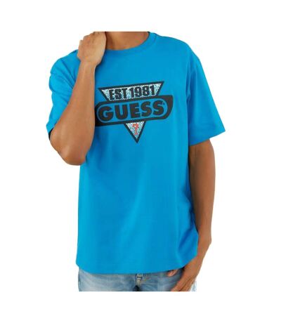 T-shirt Bleu Homme Guess Ovrszd Racer