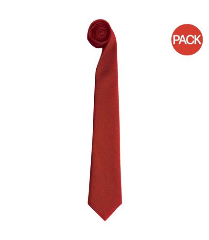 Lot de 2  Cravate unie homme taille unique rouge Premier