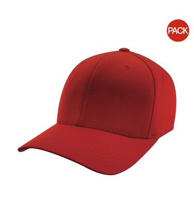 Lot de 2  casquettes de baseball homme rouge Yupoong