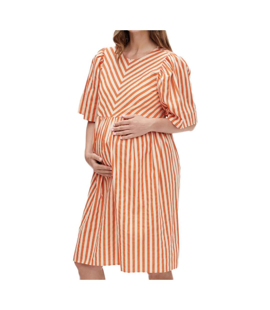 Robe Beige/Orange Femme Mamalicious Felicity - L