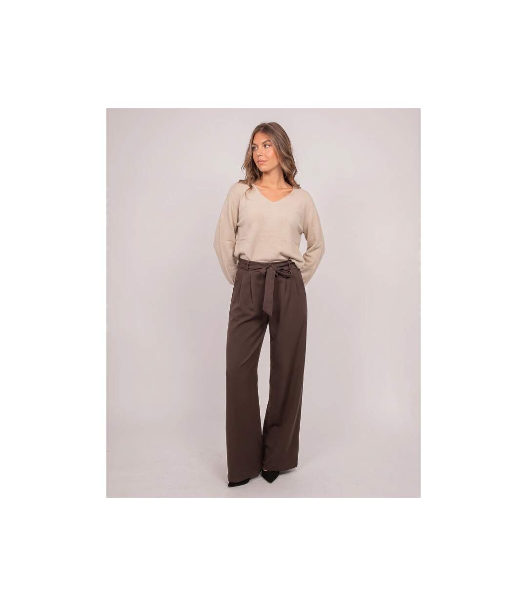 Pull col V maille fil brillant KASSIANE - Dona X Lisa-4